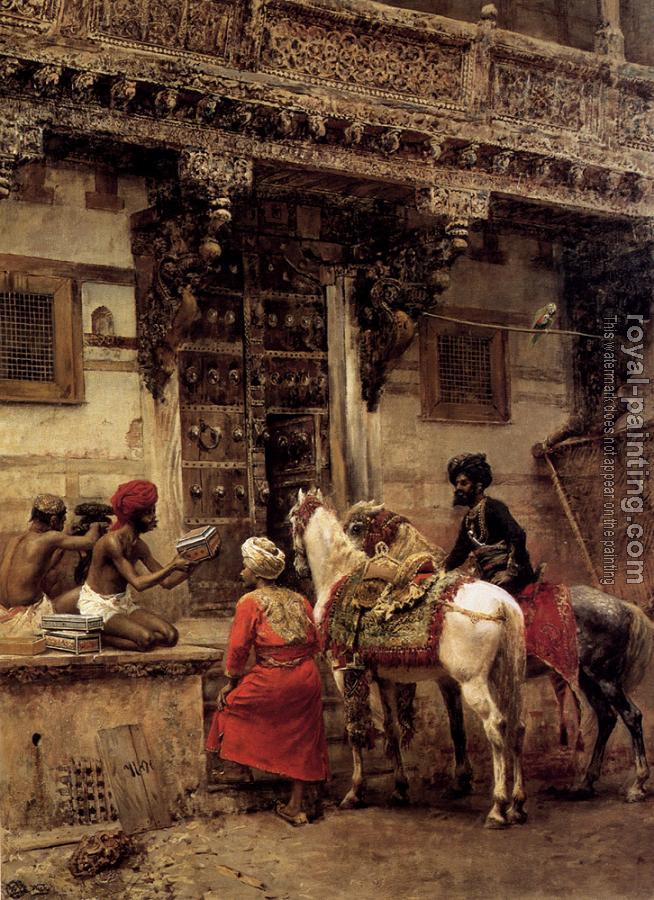 Edwin Lord Weeks : Craftsman Selling Cases By a Teak Wood Building Ahmedabad